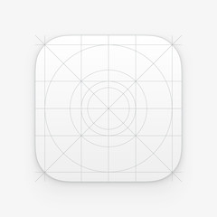 Application icon template with Guidelines, grids. Blank application icon for web and mobile. Vector isolated button