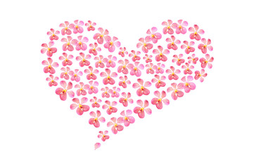 Floral heart shape on white background