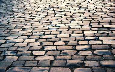 cobbled road as background