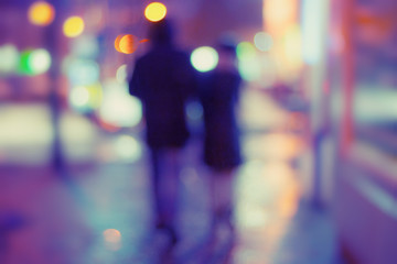 Night Street and silhouettes of people