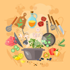 Creative cooking vector illustration