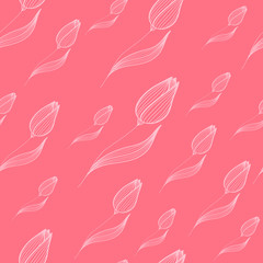 seamless background of pastel tulips hand-drawn