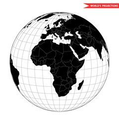 Naklejka premium Africa globe hemisphere. World view from space icon.