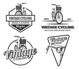 Set of vintage road bicycle labels.