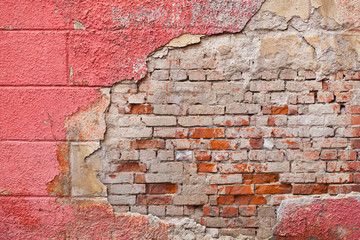 Cracked concrete brick wall background