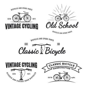 Set of vintage road bicycle labels.