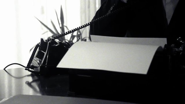 Aging film of the hand printing on old typewriter