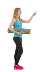 Active fitness girl showing copy space