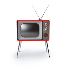 Stylish retro tv isolated on white