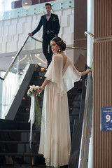 Happy bride and groom on their  wedding