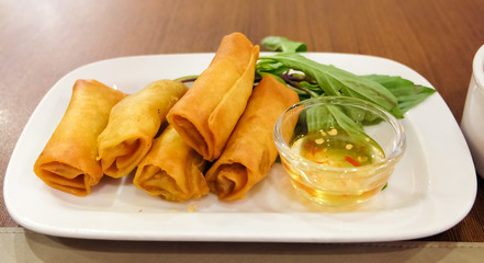 Thai Spring Roll on a table 