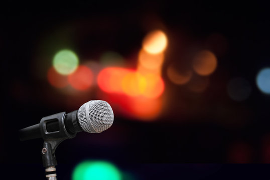 Microphone on stage background 
