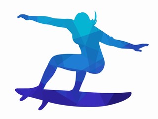 Silhouette of surfer, vector drawing