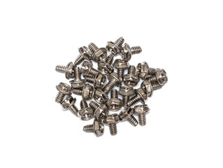 Pile of Computer Screws on White