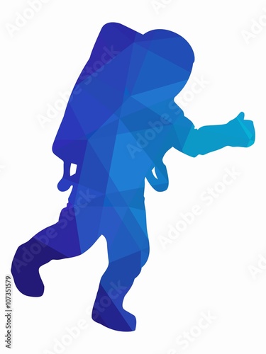 "Silhouette of astronaut, vector drawing" Stock image and royalty-free