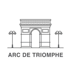 Arc de triomphe Paris, France illustration made in outline style. World famous landmarks collection.
