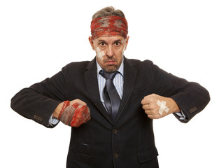 Businessman with bruised head