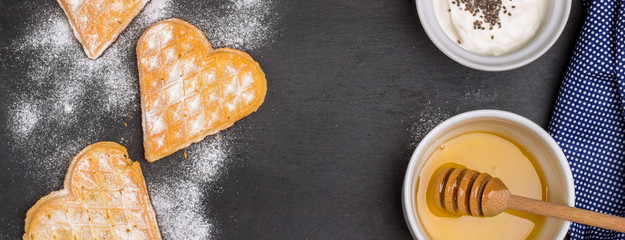 Breakfast with belgian waffles