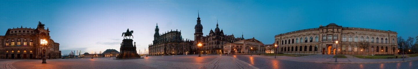 Night Panorama of Palace Zwinger. Dresden. Germany
