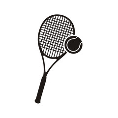 Tennis Racket and Ball Monochrome Icon
