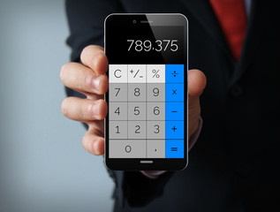 calculator businessman smartphone