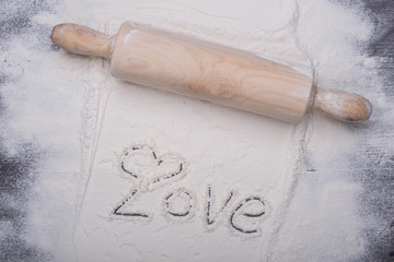 baking ingredients eggs, flour, sugar, butter, yeast. dough preparation. food background