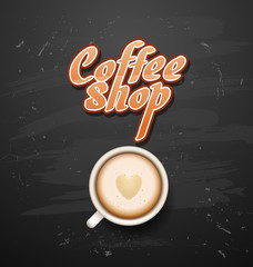 coffee break. Hot Coffee cup on black vector background. it`s coffee time. All you need is coffee. recharge. chalkboard art