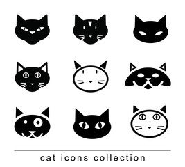 Collection of cat icons, illustration