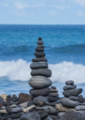 stacks - towers from pebbles on the beach