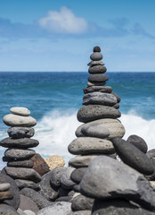 stacks - towers from pebbles on the beach