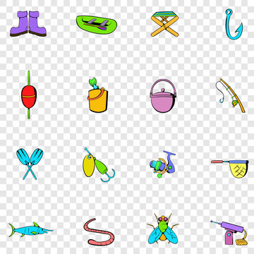 Fishing set icons