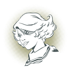Stock illustration. People in retro style pop art and vintage advertising. The girl's face.
