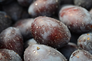 Plums with drops