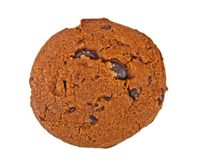 Chocolate chip cookie isolated on white background