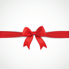 Background with realistic red bow and ribbon