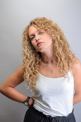 Naklejka premium Beautiful curly lady