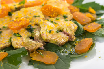 Artichoke hearts with bottarga, Sardinian Cuisine 
