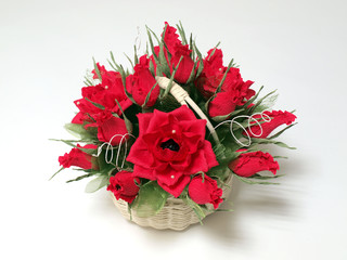 Bouquet of roses and chocolates from paper