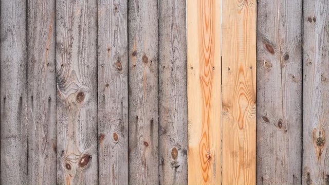 Vintage wood background. Grunge wooden weathered oak or pine textured planks. Brown rustic fence.