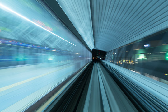 Monorail motion blur on the Yurikamome in Tokyo