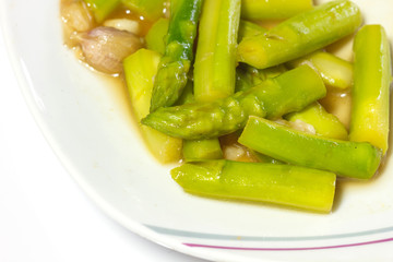 stir-fried asparagus in plate