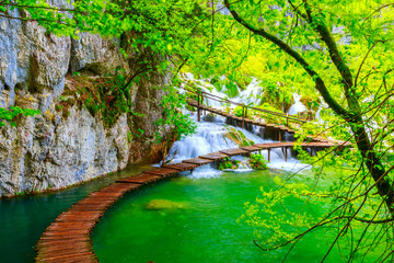 Wooden path in National Park in Plitvice © Kavita
