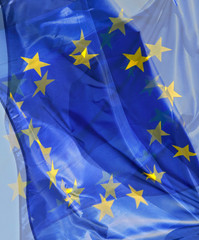 bandera de la comunidad europea con montage y superposicion
