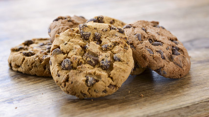 stack of american cookies on wood