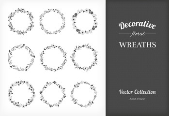Hand drawn floral wreaths - Set