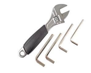 Adjustable wrench and hex keys