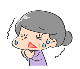 シニア　女性　おびえる