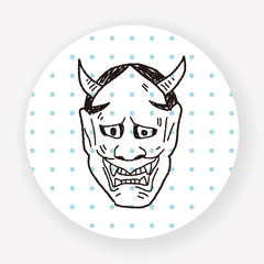Japan ghost mask doodle