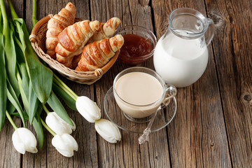 Evening time with coffee and milk