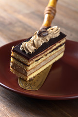 Coffee cake on wooden table